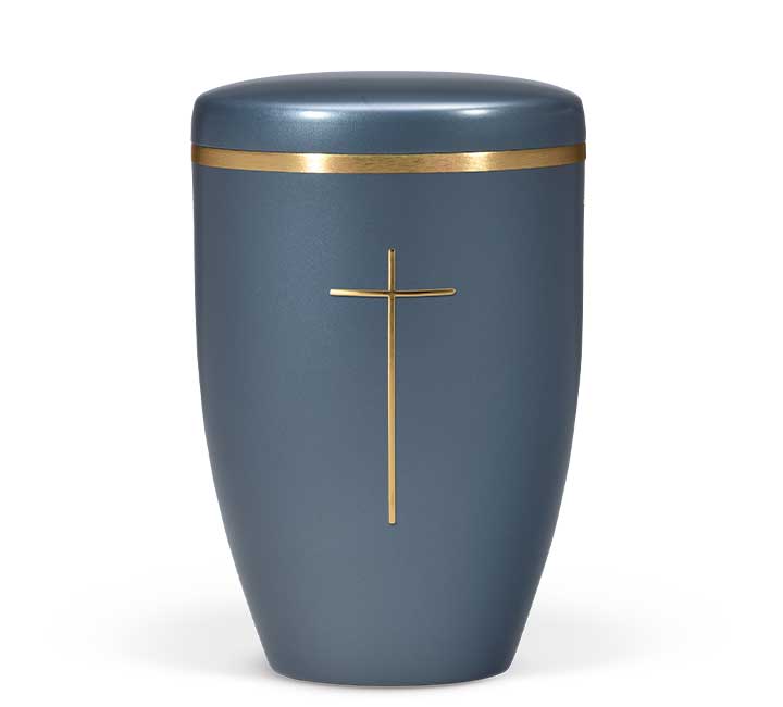 Naturstoffurne blau perlmutt, Stripdome Kreuz