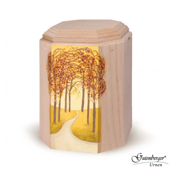 Gutenberger-Urne aus Buche "Imago" Motiv Herbstwald